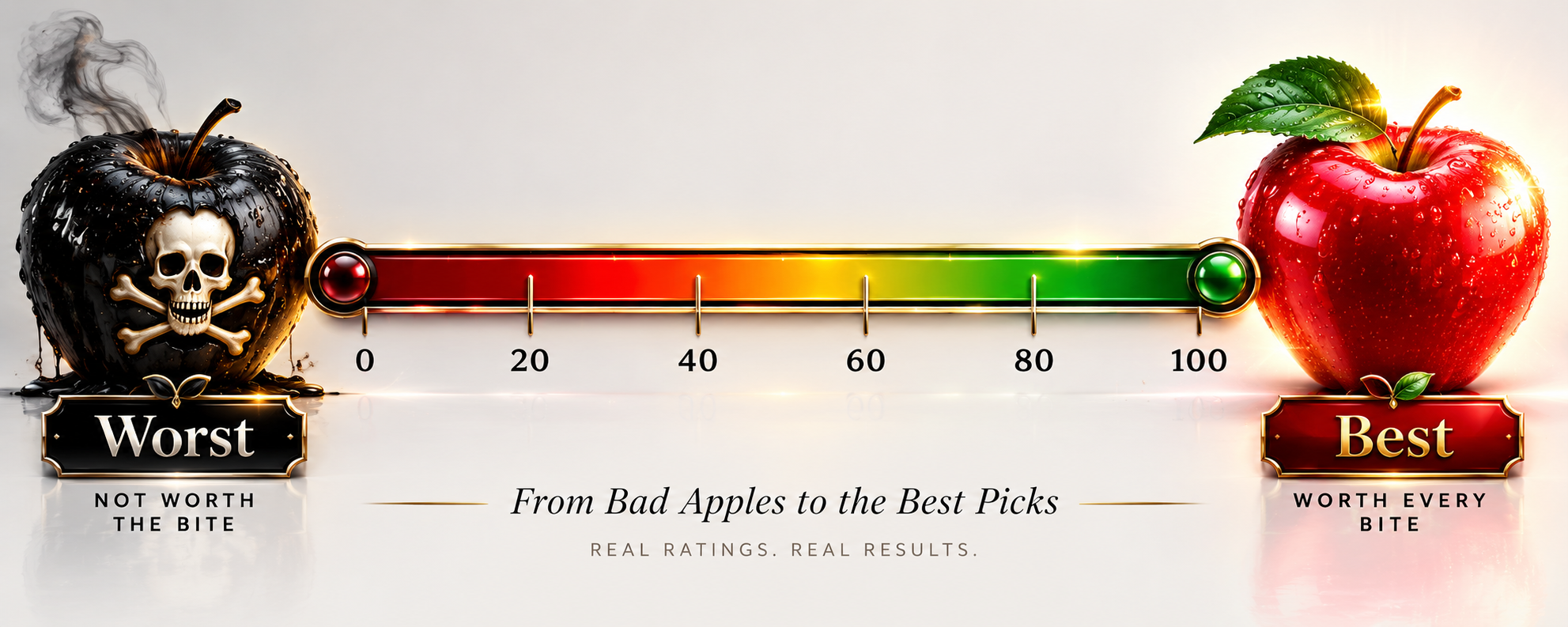 Candy Apple approved rating scale: Worst, 0, to Best, 100.